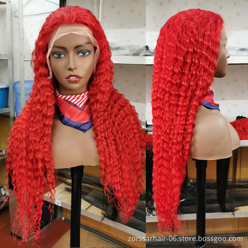 Deep Wave Human Lace Wig Lace Front Wig Brazilian Hair HD Lace Frontal Wigs Transparent 100% Virgin Human Hair 613 Blonde Red